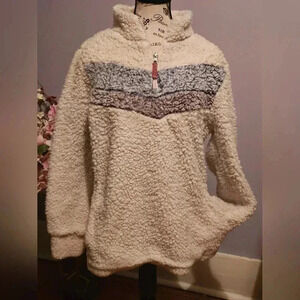 Original Weatherproof Vintage Sherpa Pullover 1/4 Zip Ivory Jacket Sz‎ M